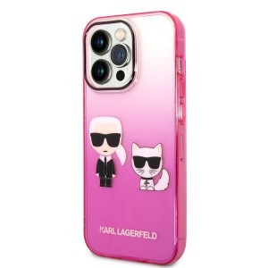 iPhone 14 Pro Karl Lagerfeld Gradient Karl és Choupette tok rózsaszín (KLHCP14LTGKCP)