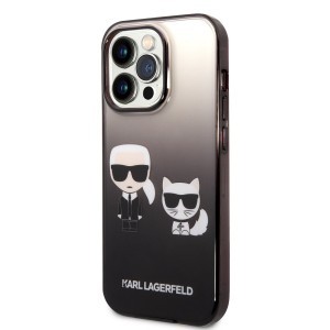 iPhone 14 Pro Max Karl Lagerfeld Gradient Karl és Choupette tok fekete (KLHCP14XTGKCK)