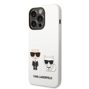 iPhone 14 Pro Karl Lagerfeld  Karl és Choupette szilikon tok fehér (KLHCP14LSSKCW)