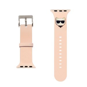 Apple Watch 4/5/6/7/8/SE/Ultra (42/44/45/49mm) Karl Lagerfeld Choupette Head óraszíj rózsaszín (KLAWLSLCP)