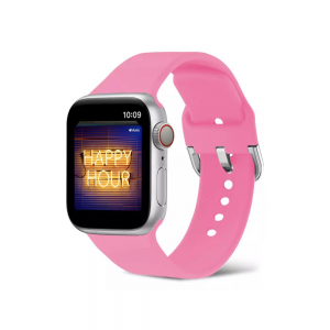 Apple Watch 4/5/6/7/8/SE/Ultra (42/44/45/49mm) szilikon csatos óraszíj élénk rózsaszín Alphajack