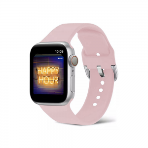 Apple Watch 4/5/6/7/8/SE (38/40/41mm) szilikon csatos óraszíj rózsaszín homok Alphajack