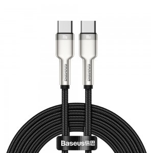 Baseus Cafule Metal USB Type C - USB Typ C kábel Power Delivery 100 W (20 V / 5 A) 2 m fekete