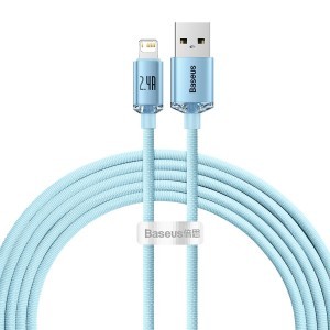 Baseus Crystal Shine USB - Lightning kábel 2,4A 20W 2m kék (CAJY001203)