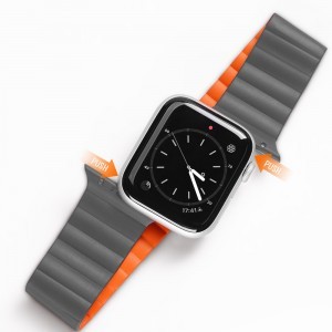 Apple Watch 4/5/6/7/8/SE/Ultra (42/44/45/49mm) Dux Ducis mágneses óraszíj szürke/narancs