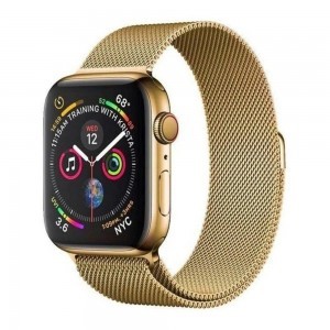 Apple Watch 4/5/6/7/8/SE (38/40/41mm) rozsdamentes acél mágneses óraszíj arany