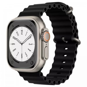 Apple Watch 4/5/6/7/8/SE/Ultra (42/44/45/49mm) óceán szilikon óraszíj fekete Alphajack