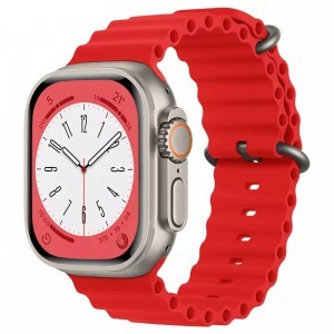 Apple Watch 4/5/6/7/8/SE/Ultra (42/44/45/49mm) óceán szilikon óraszíj piros Alphajack