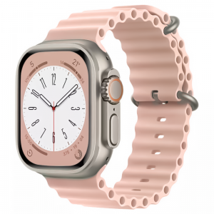 Apple Watch 4/5/6/7/8/SE/Ultra (42/44/45/49mm) óceán szilikon óraszíj rózsaszín homok Alphajack