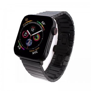 Apple Watch 4/5/6/7/8/SE (38/40/41mm) fém óraszíj fekete Alphajack