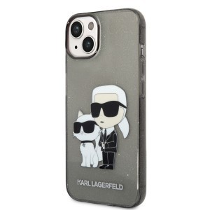 iPhone 14 Karl Lagerfeld IML Glitter Karl és Choupette NFT tok fekete (KLHCP14SHNKCTGK)
