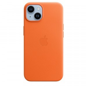 iPhone 14 bőrtok narancs (MPP83ZM/A) Apple gyári MagSafe-rögzítésű