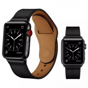 Apple Watch 4/5/6/7/8/SE (38/40/41mm) PU bőr óraszíj fekete Alphajack