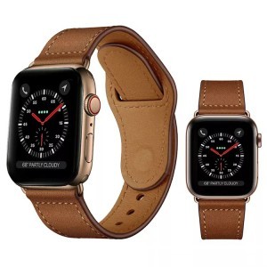 Apple Watch 4/5/6/7/8/SE/Ultra (42/44/45/49mm) PU bőr óraszíj világosbarna Alphajack