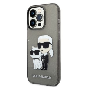 iPhone 14 Pro Karl Lagerfeld KLHCP14LHNKCTGK IML Glitter Karl and Choupette NFT tok fekete