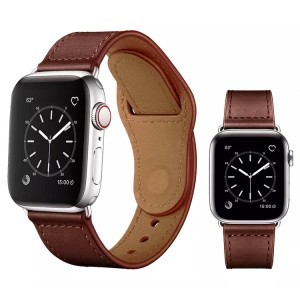 Apple Watch 4/5/6/7/8/SE/Ultra (42/44/45/49mm) PU bőr óraszíj konyakbarna Alphajack