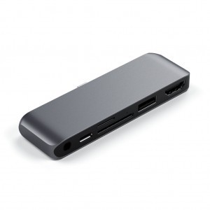 Satechi USB-C Mobile Pro HUB SD (1x USB-C PD,1x 4K HDMI,1x USB 3.0, MicroSD, 3.5mm audio) - szürke (ST-MPHSDM)