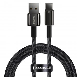Baseus Tungsten Aranyozott USB A - USB Type-C kábel 100W 1m fekete (CAWJ000001)