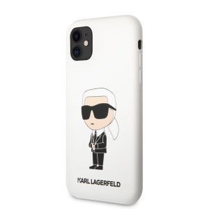 iPhone 11 Karl Lagerfeld KLHCN61SNIKBCH Liquid Silicone Ikonik NFT tok fehér