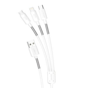 Dudao 3in1 USB - Lightning / USB Type C / micro USB kábel 1.2m 4A fehér (L8s)