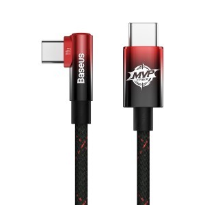 Baseus MVP 90 fokban döntött USB Type C - USB Type-C kábel 2m 100W 5A piros (CAVP000720)
