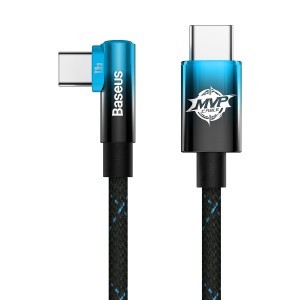 Baseus MVP 90 fokban döntött USB Type C - USB Type-C kábel 2m 100W 5A kék (CAVP000721)