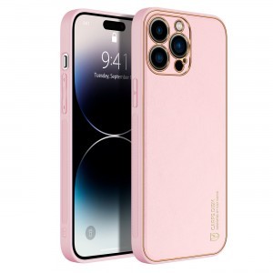 iPhone 14 Pro Dux Ducis Yolo TPU és PU bőr tok rózsaszín