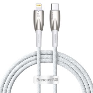 Baseus Glimmer kábel gyorstöltéssel USB-C - Lightning 480Mb/s PD 20W 1m fehér