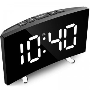 Mirror Clock Digitális ébresztőóra Elektronikus LED képernyő, hőmérővel fekete
