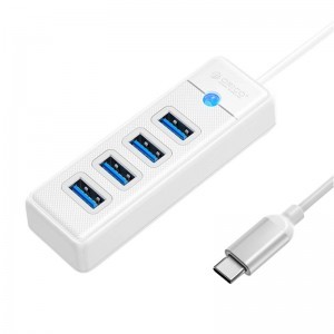 Orico USB HUB elosztó adapter USB-C - 4x USB 3.0, 5 Gbps, 0.15m (fehér)