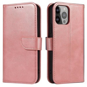 Samsung Galaxy A54 5G Elegant mágneses bőr fliptok rózsaszín