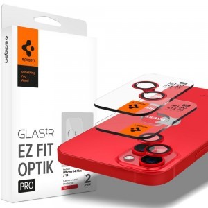 iPhone 14/14 Plus Spigen Optik.TR 2x kameralencsevédő 9H üveg piros